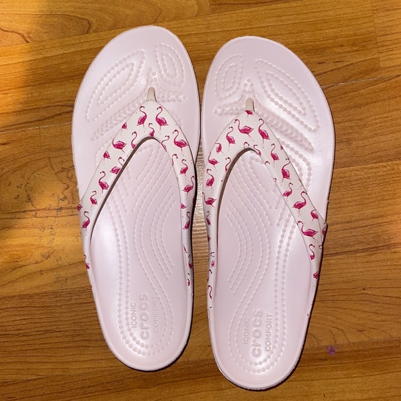 flamingo crocs flip flops